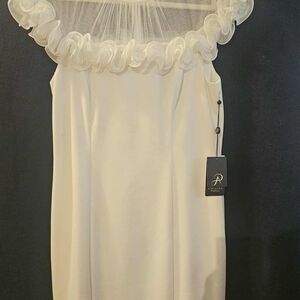 White Ruffled Dress by Adrianna Papell